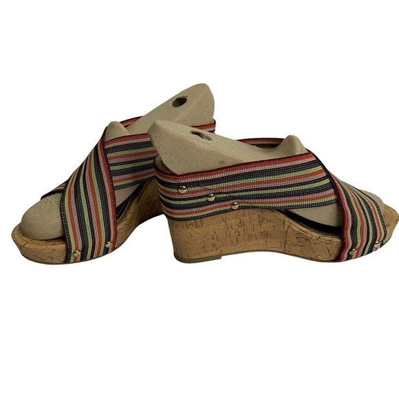 Madden Girl Cork Wedge Rainbow Espadrille Platform Stretch Fabric Sandal Sz. 8.5 - Picture 6 of 10